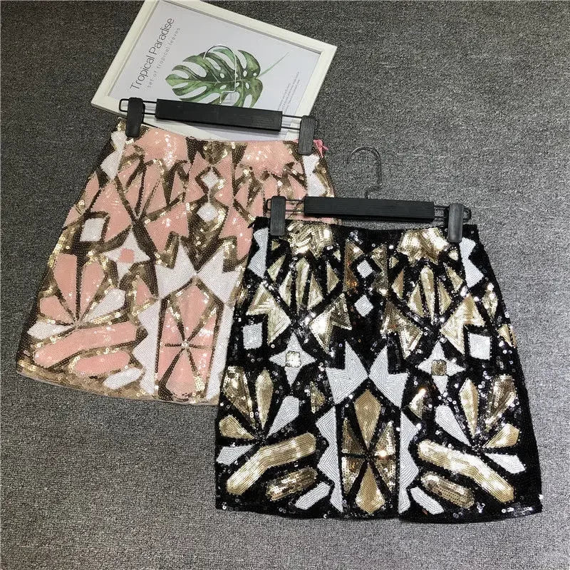 Beaded Sequin Pencil Skirt - Piña Colada