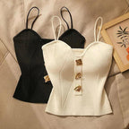Linen Stretch Camisole – Solid Color Office Style Tank Top - Piña Colada
