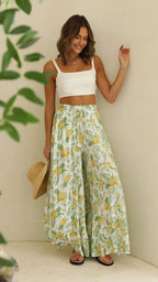 Loose Casual Wide Leg Pants - Piña Colada