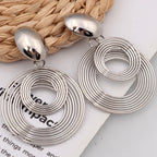 Bold Geometric Circle Drop Earrings - Piña Colada