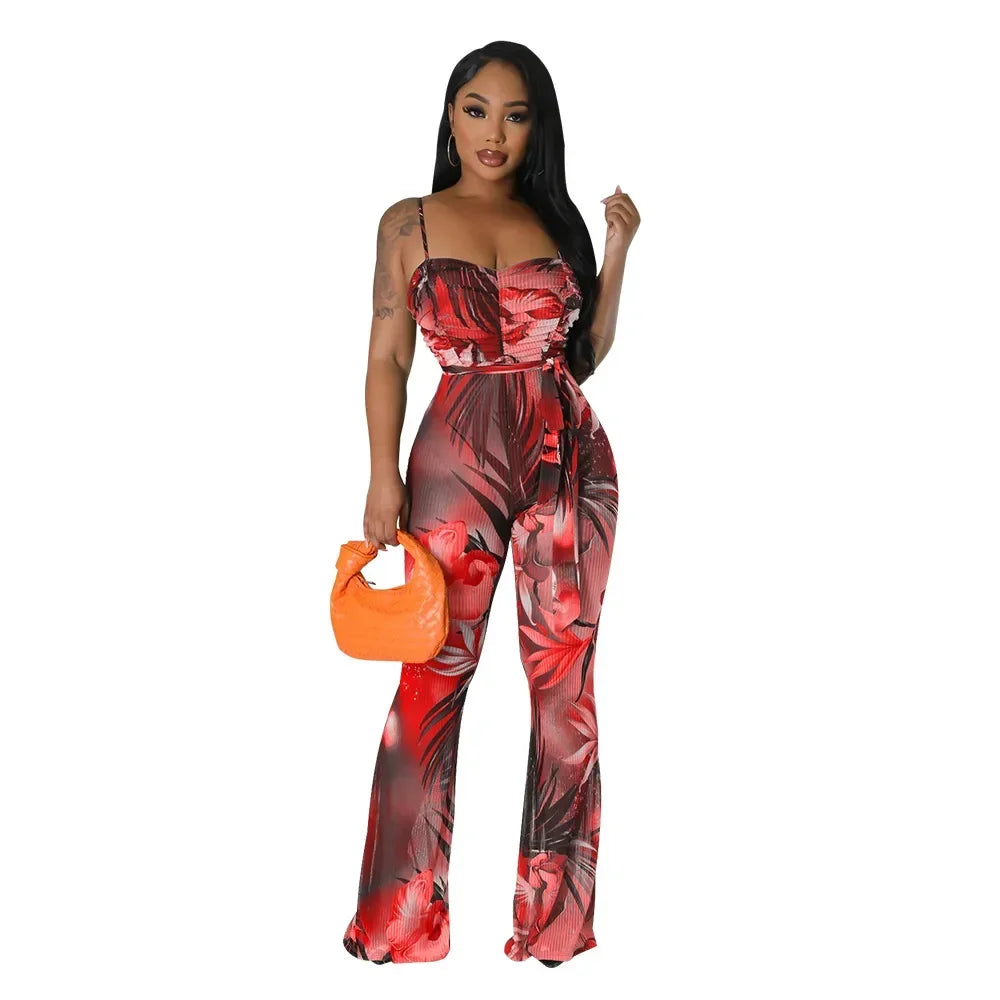 Floral Bodycon Jumpsuit - Piña Colada