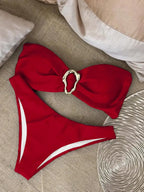 Flower Strapless Bikini Set - Piña Colada