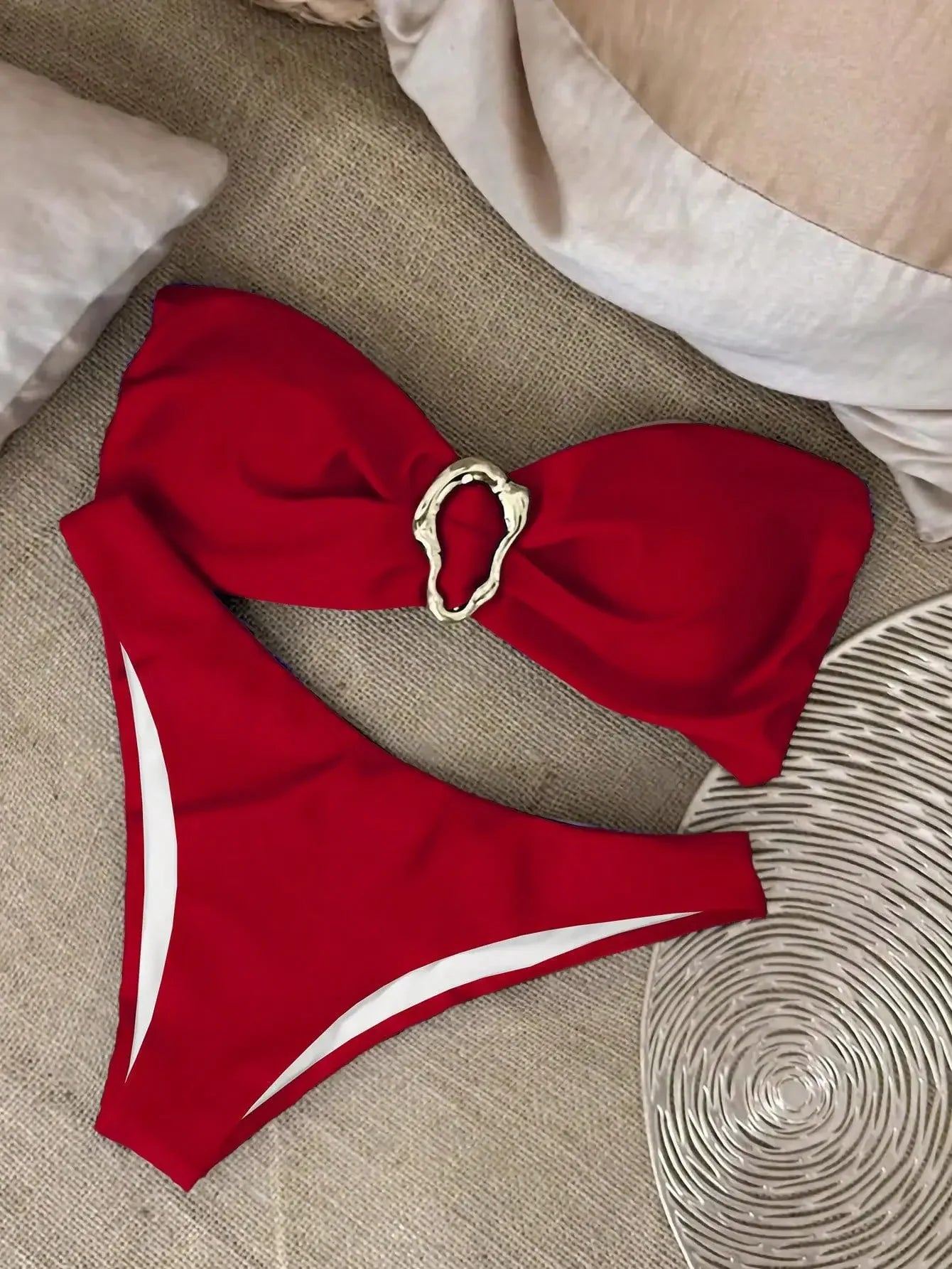 Flower Strapless Bikini Set - Piña Colada