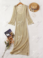 Sexy U-neck Knit Maxi Dress - Piña Colada
