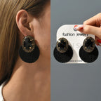Vintage Rhinestone Round Drop Earrings - Piña Colada