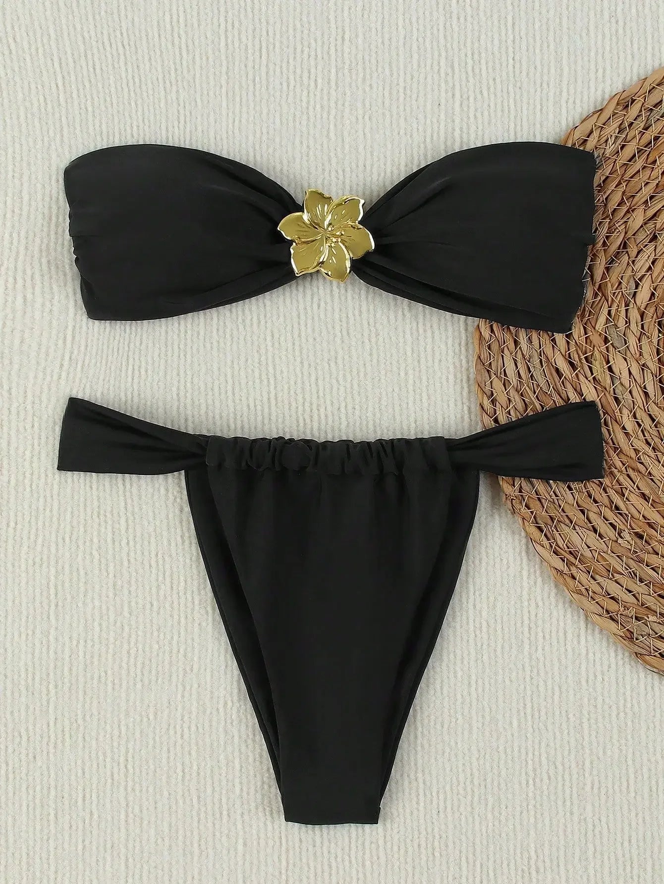 Flower Strapless Bikini Set - Piña Colada