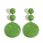 Boho Rattan Drop Earrings - Piña Colada