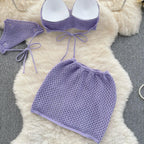 Halter Knit Two-Piece Set - Piña Colada