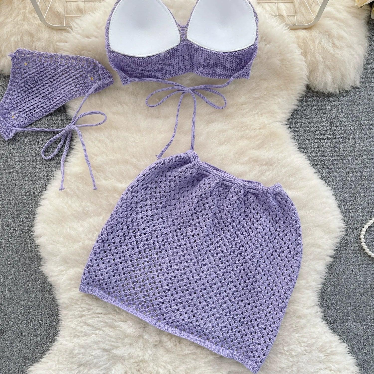 Halter Knit Two-Piece Set - Piña Colada