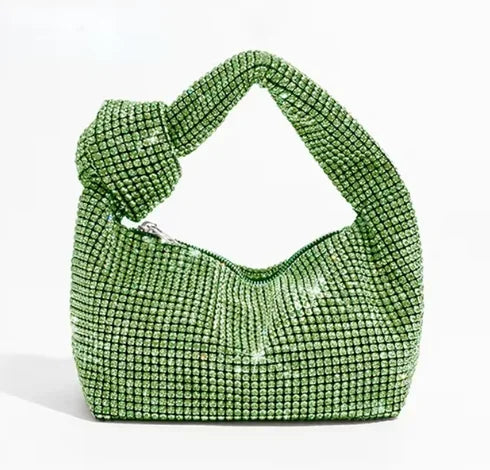 Luxury Rhinestone Knot Handle Evening Bag - Piña Colada