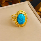 316L Stainless Steel Golden Turquoise Pendant - Piña Colada