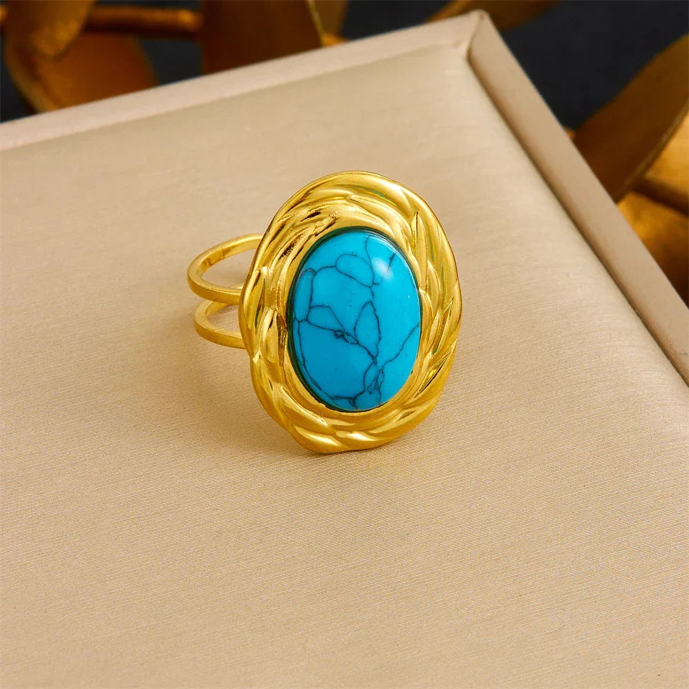 316L Stainless Steel Golden Turquoise Pendant - Piña Colada