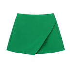 Asymmetrical High Waist Zipper Shorts - Piña Colada