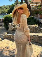 Sexy U-neck Knit Maxi Dress - Piña Colada