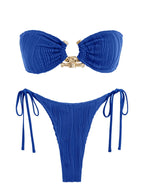 Solid Ring Detail Bikini Set - Piña Colada
