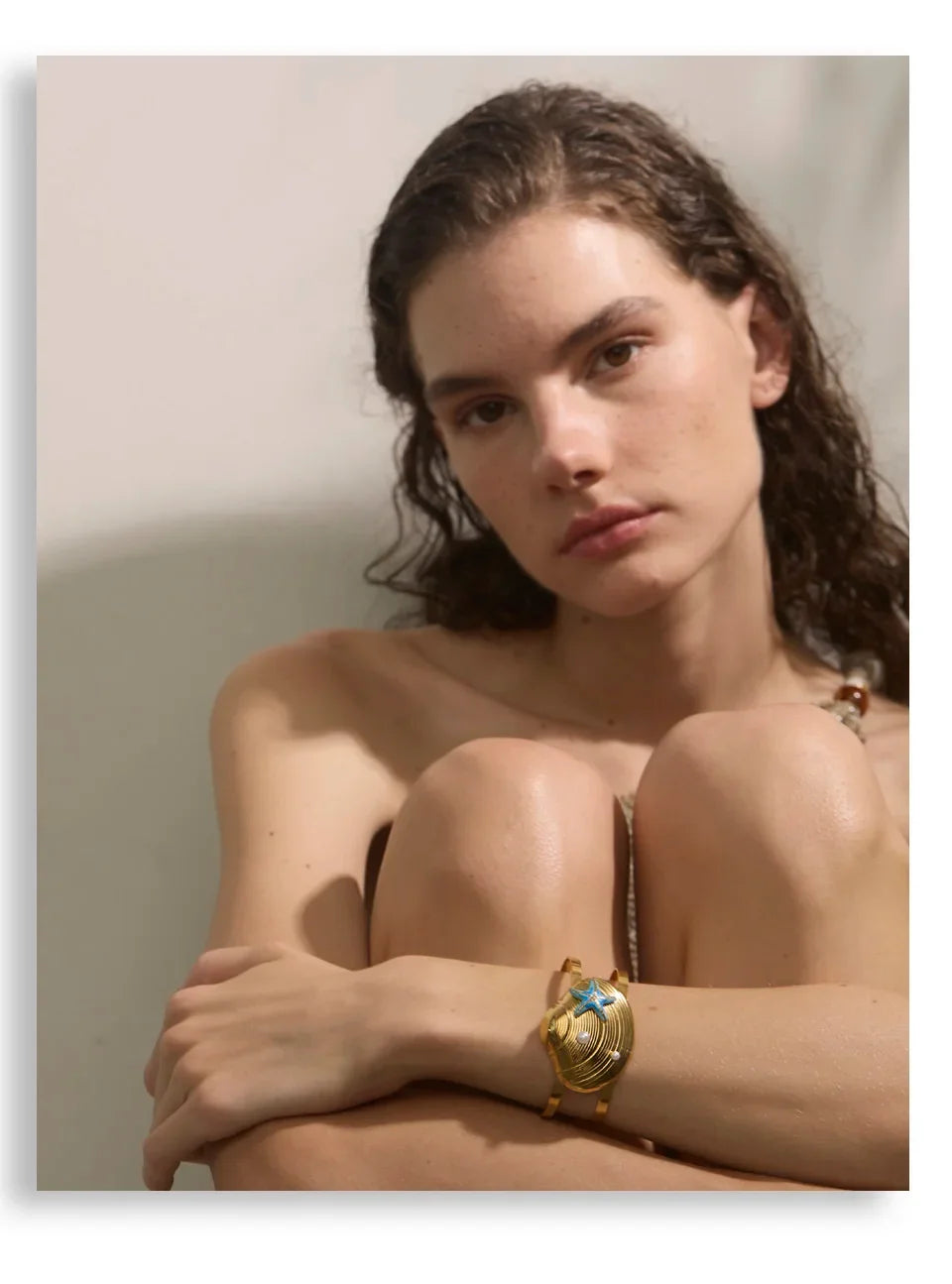 Conch Turtle Shell Wide Cuff Bracelet - Piña Colada