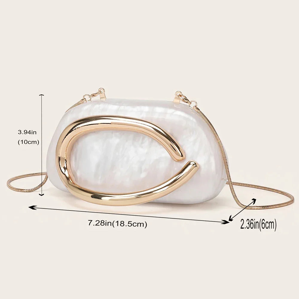 Gold Metal Crossbody Bag for Women’s Evening - Piña Colada