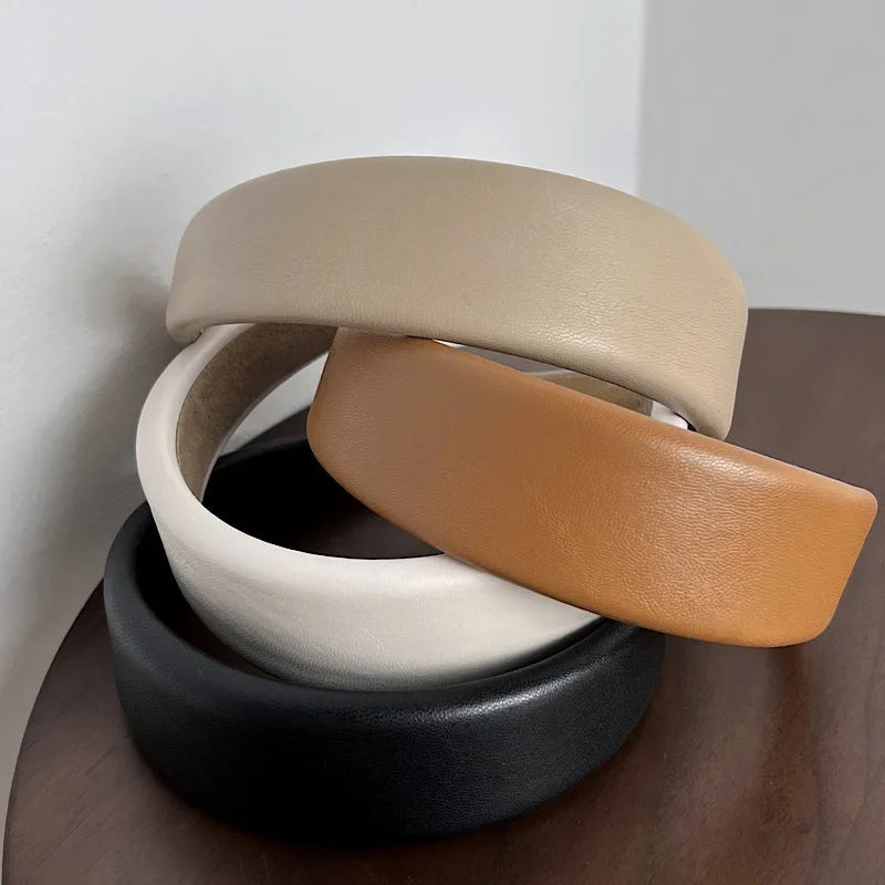 PU Leather Padded Thick Hairband - Piña Colada