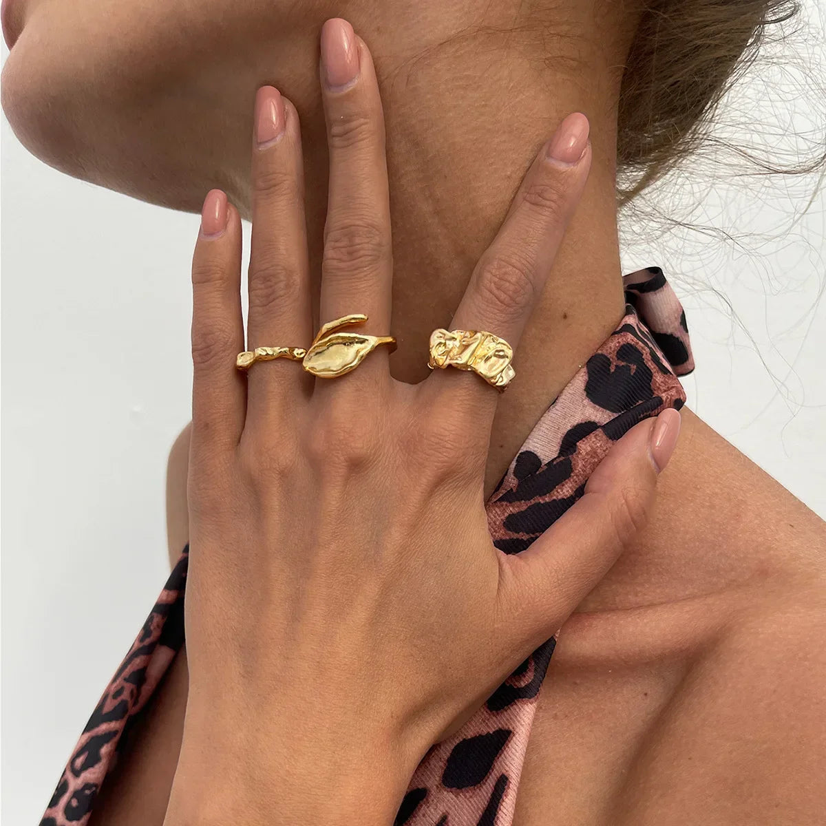 6Pcs/Set Vintage Sun Starfish Open Rings - Piña Colada