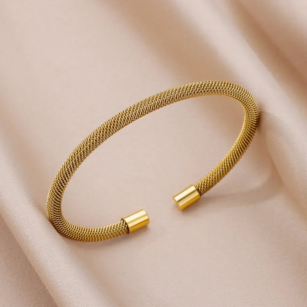 18K Gold-Plated Stainless Steel Cuff Bracelet for Women - Piña Colada
