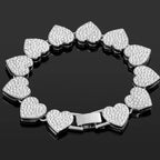 Iced Out Heart & Cuban Link Bracelet - Piña Colada