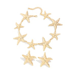 Vintage Star Jewelry Set – Gold or Silver Necklace & Earrings for Women - Piña Colada