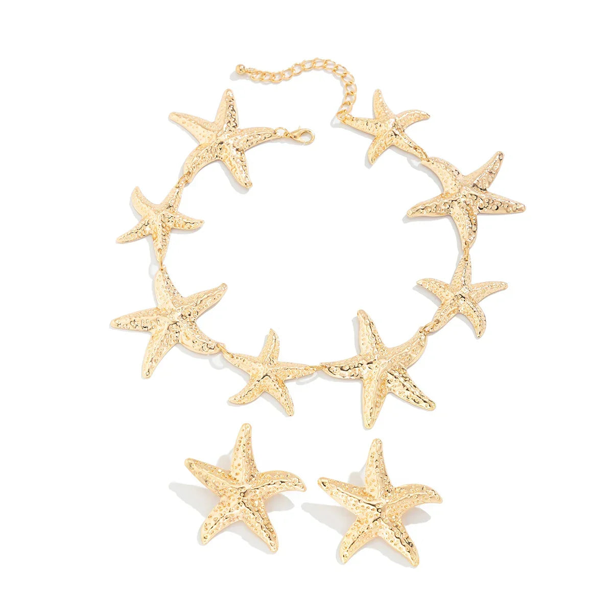 Vintage Star Jewelry Set – Gold or Silver Necklace & Earrings for Women - Piña Colada