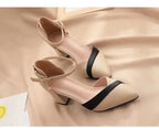Square Heel Pointed Buckle PU Leather - Piña Colada