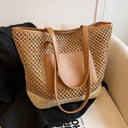 Women Straw Crochet Beach Handbag - Piña Colada