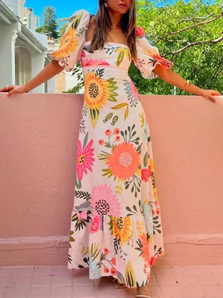Elegant Womens Dresses Summer Print - Piña Colada
