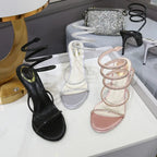 Fashion Snake Twine Around Crystal Women Sandals - Piña Colada