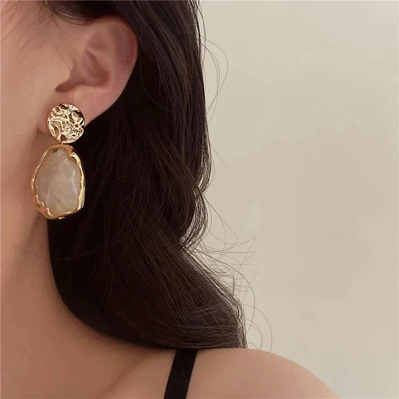 Geometry Irregularity Resin Stud Earrings - Piña Colada