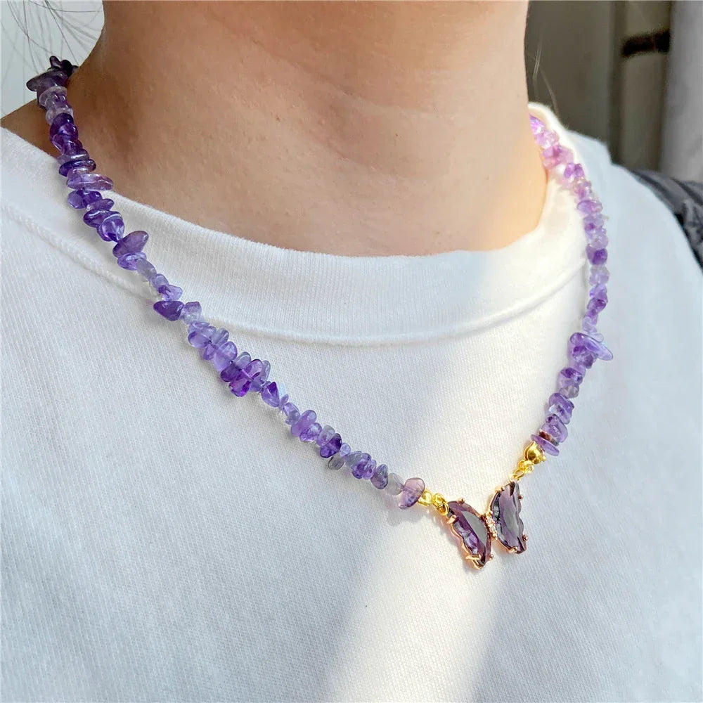 Butterfly Crystal Necklace - Piña Colada