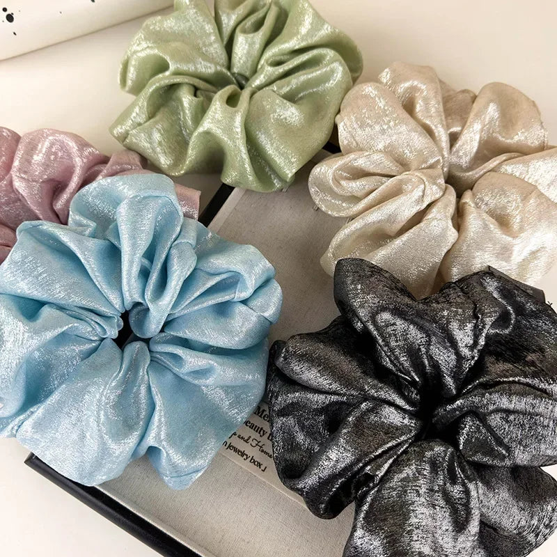 Oversized Glossy Silk Scrunchies - Piña Colada