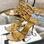 High Heel Platform Sandals – Elegant Ankle Strap Slip-On - Piña Colada