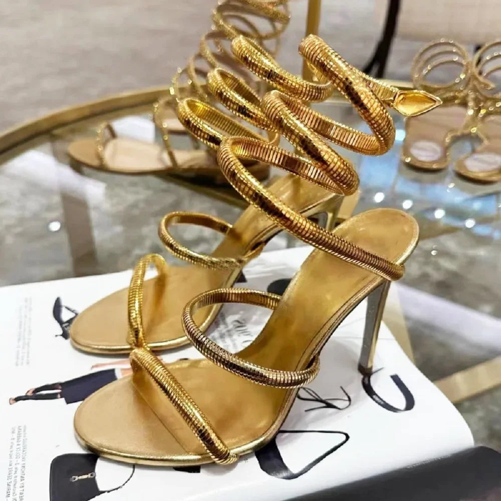 High Heel Platform Sandals – Elegant Ankle Strap Slip-On - Piña Colada