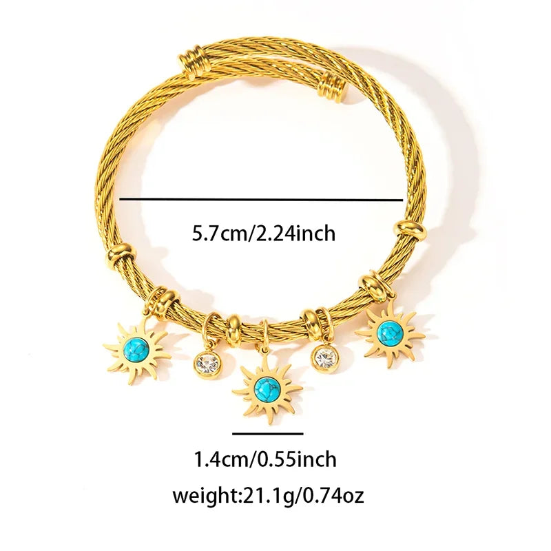 Colorful Eyes & Heart Drip Oil Pendant Bracelet - Piña Colada