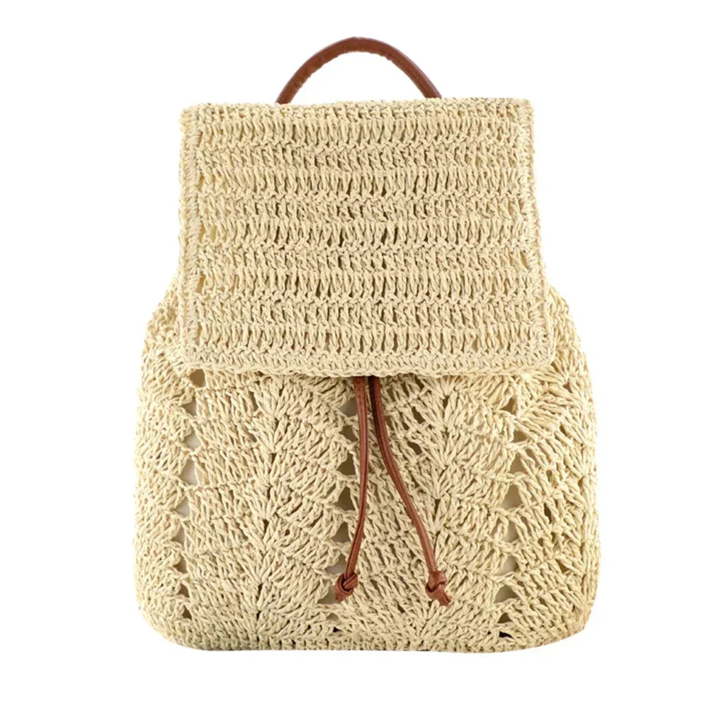 Women Straw Backpack Handmade - Piña Colada