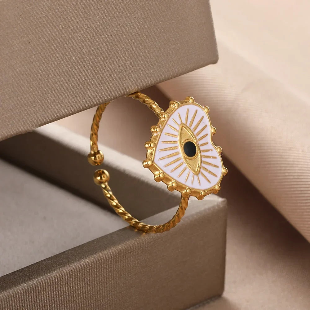 Evil Eye Rings Stainless Steel - Piña Colada