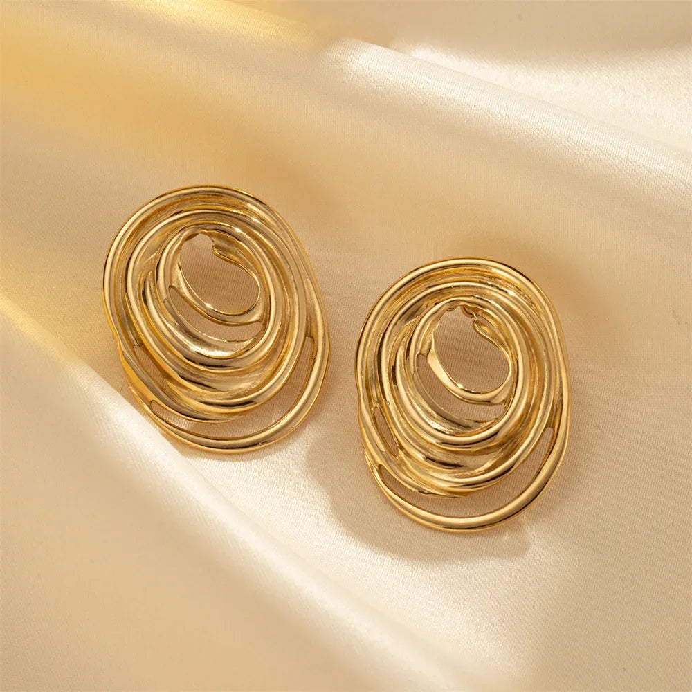 Stainless Steel Oval Line Stud - Piña Colada