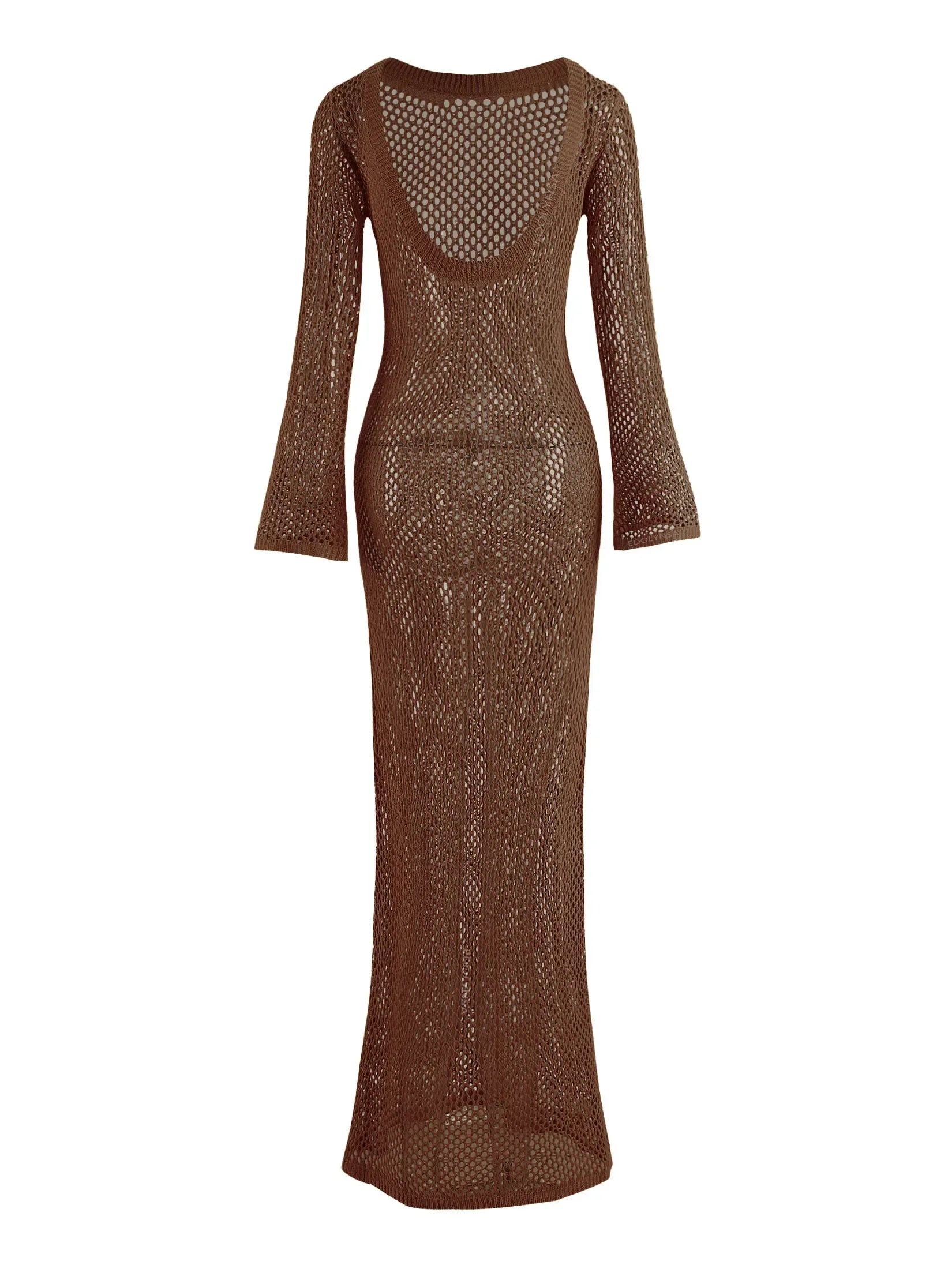 Sexy U-neck Knit Maxi Dress - Piña Colada