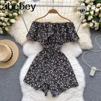 Floral Jumpsuits Shorts - Piña Colada