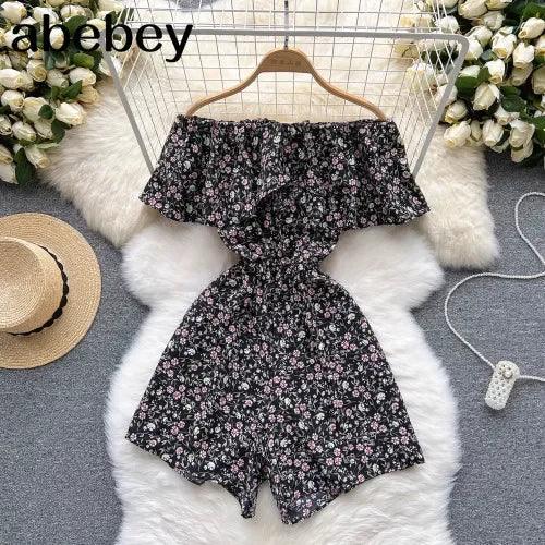 Floral Jumpsuits Shorts - Piña Colada