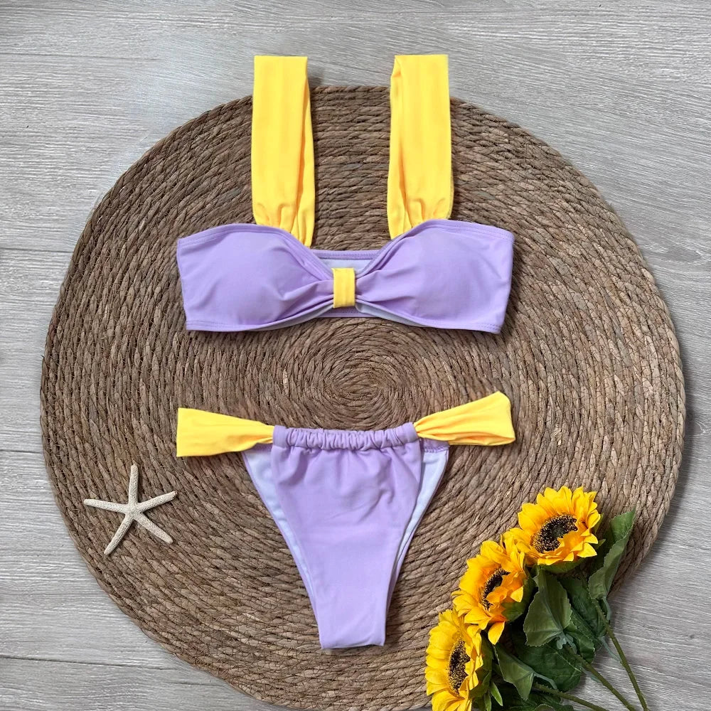 Bikini Set Solid Beachwear - Piña Colada