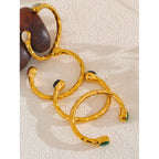 Stainless Steel Multicolored Stone Golden Cuff - Piña Colada