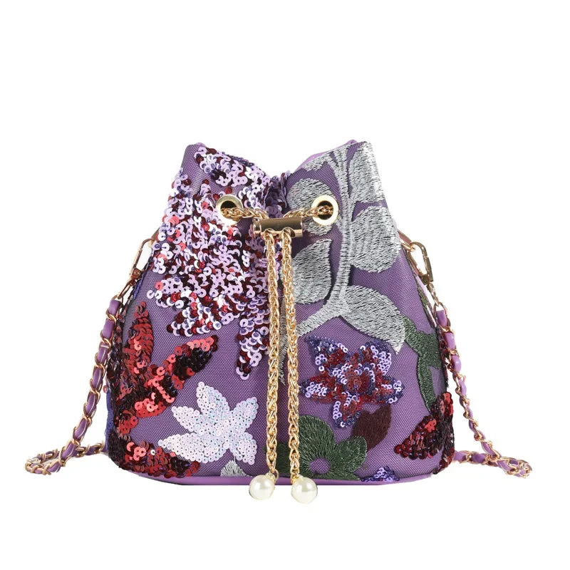 New Artistic Shoulder Bag Women Fashionable Sequins Crossbody - Piña Colada