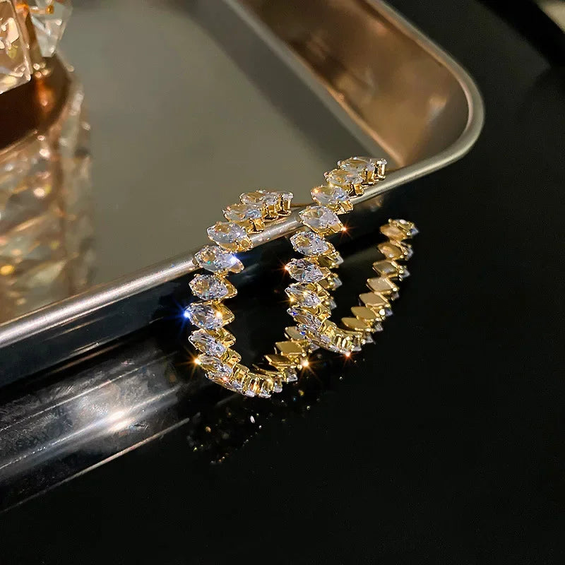Hoop Earrings Zircon Crystal - Piña Colada