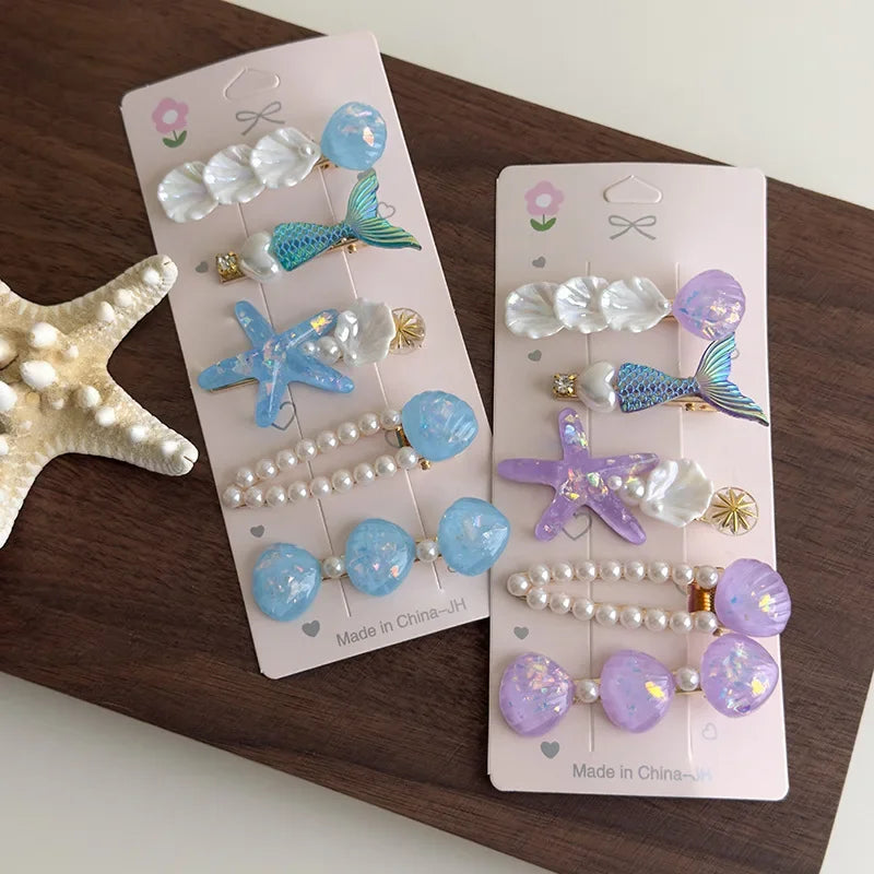Mermaid Starfish Shell Hairpins - Piña Colada