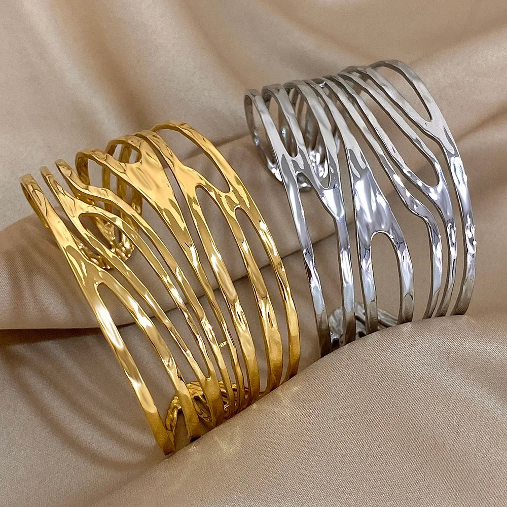 Geometric Hollow Cuff Bracelet - Piña Colada