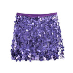 High Waist Sequined Mini Skirt - Piña Colada